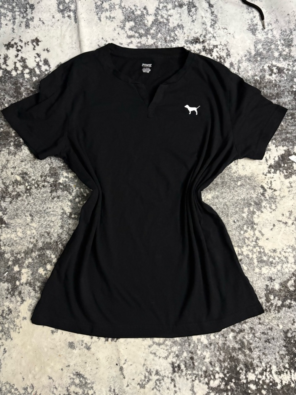 Victoria's Secret PINK Black Logo Tee- Large